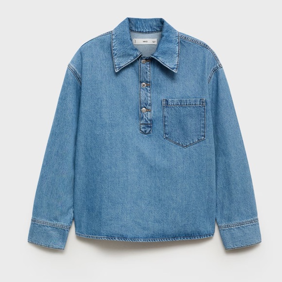 MANGO denim blouse with pocket - Picture 5 of 6